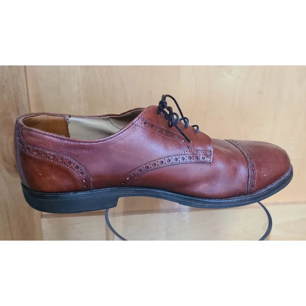 Allen Edmonds Benton US 10.5 Cap Toe Oxford Leather Dress Shoe Brown Vibram Sole
